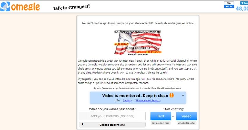 Omegle Homepage